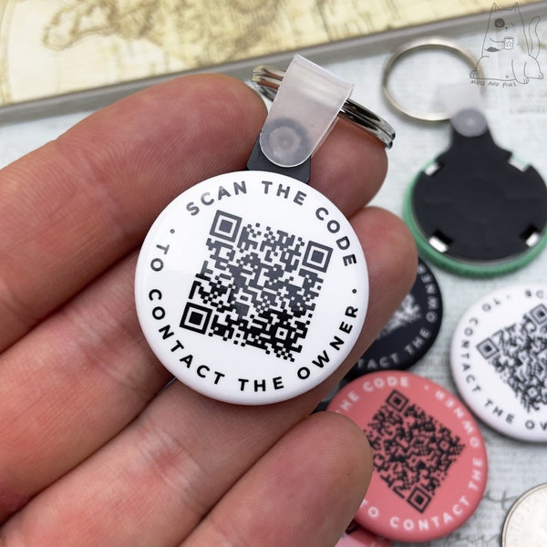 Custom QR Code Keyring Tag (Personalized Keychains) 1.25 inch