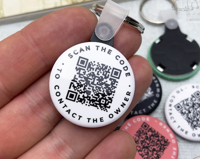 Custom QR Code Keyring Tag (Personalized Keychains) 1.25 inch