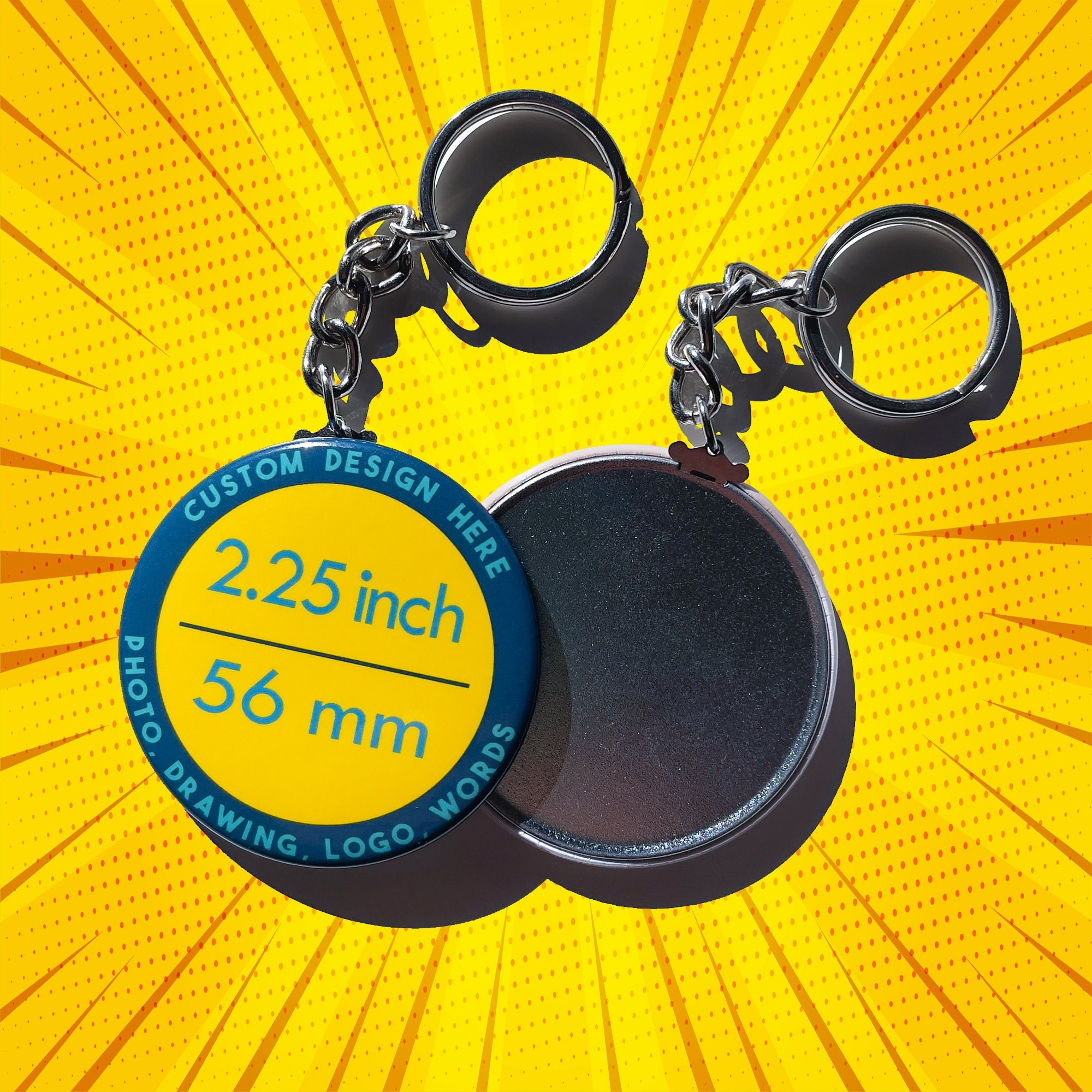 Personalised Image & Text, Logo Big Key Chain (2.25 Inch), Custom