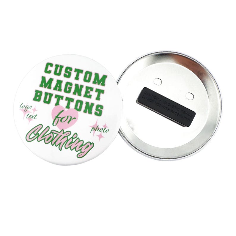 Small custom magnetic button for clothing - wearable, no hole needed - Personalized Pin with Strong Magnet Back – No Holes in Clothing image 4