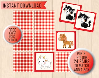Vocabulary BuilderWord Match up Game Farm Animals Edition