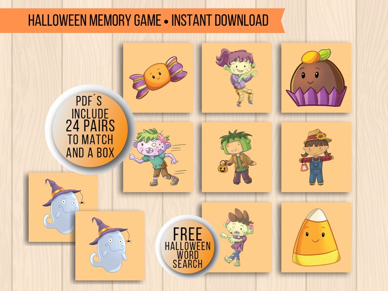 Halloween Memory Card Game Printable Etsy