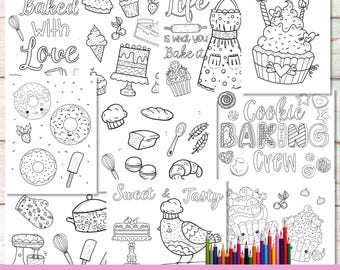 Baking Fun Galore, Baking Kids Coloring Pages, Printable Activity Sheets, Cupcakes, Cookies