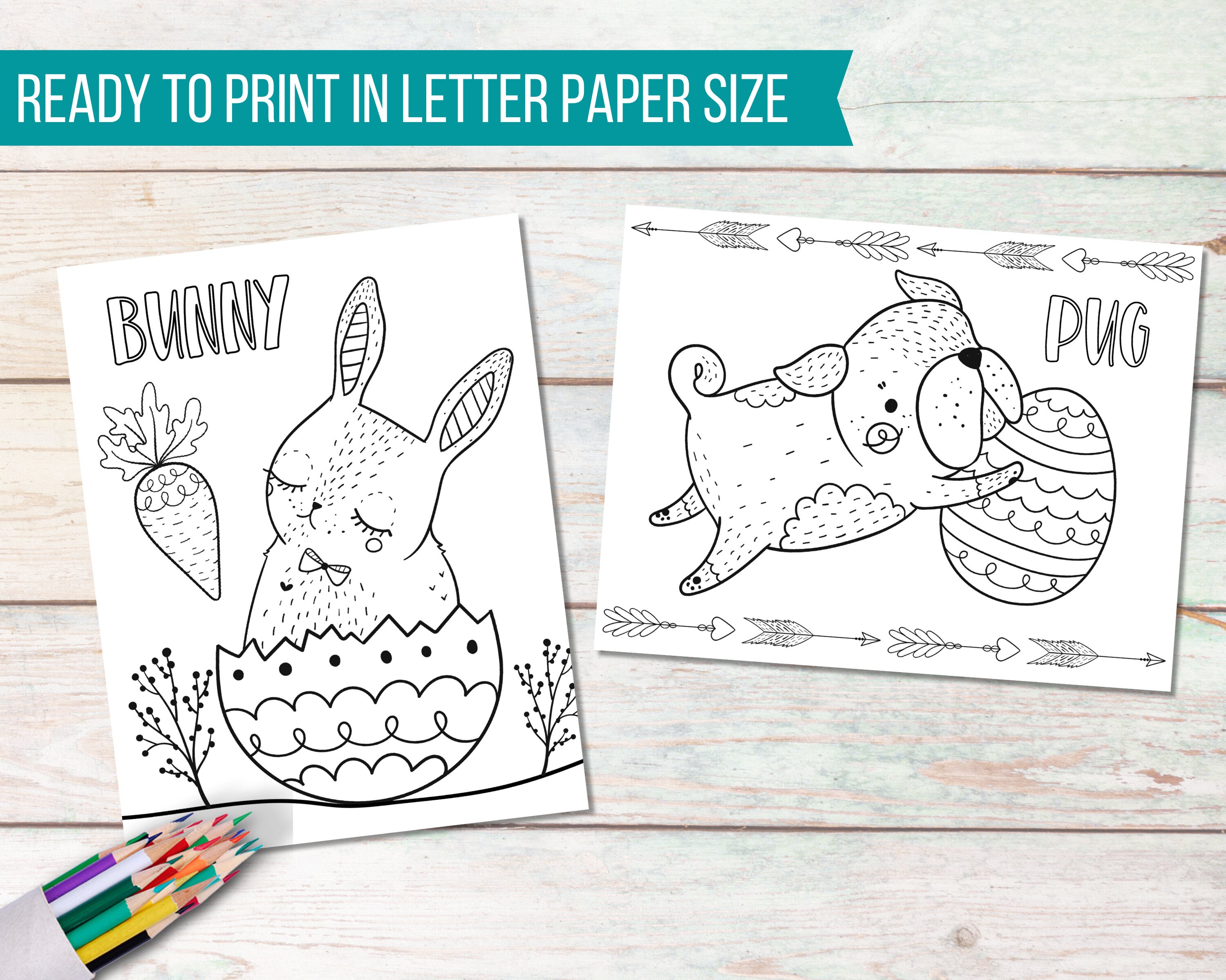 Printable Easter Coloring Pages, Kids Activity Pages, Digital Download ...