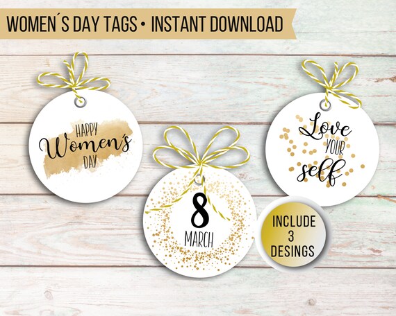 Women's Day Tags, 8 March Women's Day Gift Tags for Her, Happy