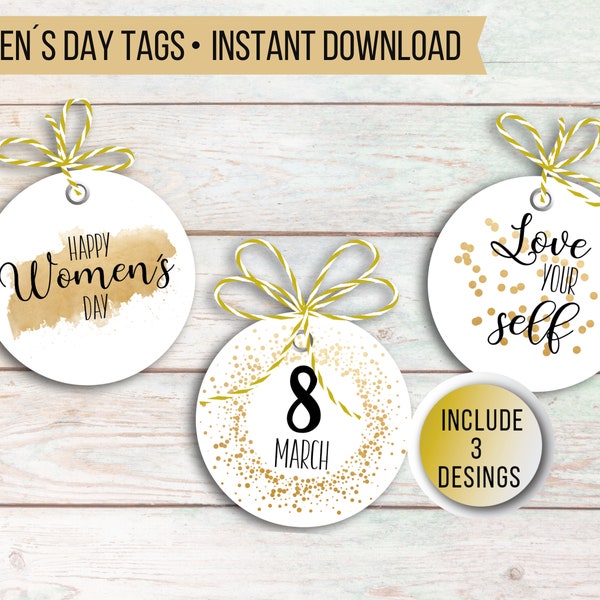 Women's Day Tags, 8 March Women's Day Gift Tags for Her, Happy Women's Day Printable Cookie Tag