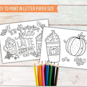 Printable Autumn Kids Coloring Sheets, Pumpkin Spice Season, Kids Activity Fall Coloring Pages, Classroom Activity, Kids Party Games image 5