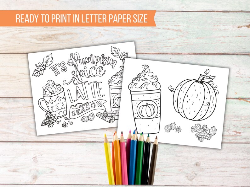 Printable Autumn Kids Coloring Sheets, Pumpkin Spice Season, Kids Activity Fall Coloring Pages, Classroom Activity, Kids Party Games image 5
