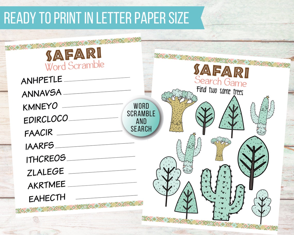 Safari Animals Activity Game Pack Jungle Worksheets for | Etsy