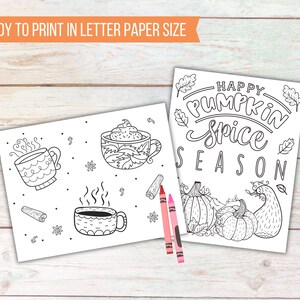 Printable Autumn Kids Coloring Sheets, Pumpkin Spice Season, Kids Activity Fall Coloring Pages, Classroom Activity, Kids Party Games image 6