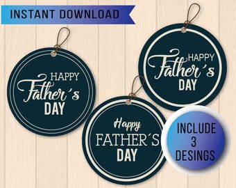 Happy Fathers Day Printable Cookie Tag, Fathers Day Printable Gift Tags, Round Gift Tags for Fathers Day