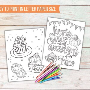 Printable Autumn Kids Coloring Sheets, Pumpkin Spice Season, Kids Activity Fall Coloring Pages, Classroom Activity, Kids Party Games image 3