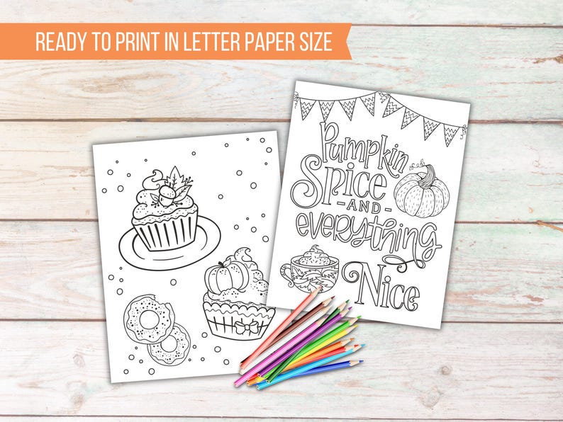 Printable Autumn Kids Coloring Sheets, Pumpkin Spice Season, Kids Activity Fall Coloring Pages, Classroom Activity, Kids Party Games image 3