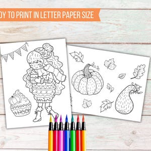 Printable Autumn Kids Coloring Sheets, Pumpkin Spice Season, Kids Activity Fall Coloring Pages, Classroom Activity, Kids Party Games image 7
