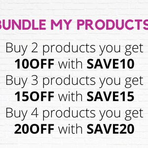 May include: White brick background with pink text that reads "BUNDLE MY PRODUCTS!!" and black text that reads "Buy 2 products you get 100FF with SAVE10", "Buy 3 products you get 150FF with SAVE15", and "Buy 4 products you get 200FF with SAVE20".