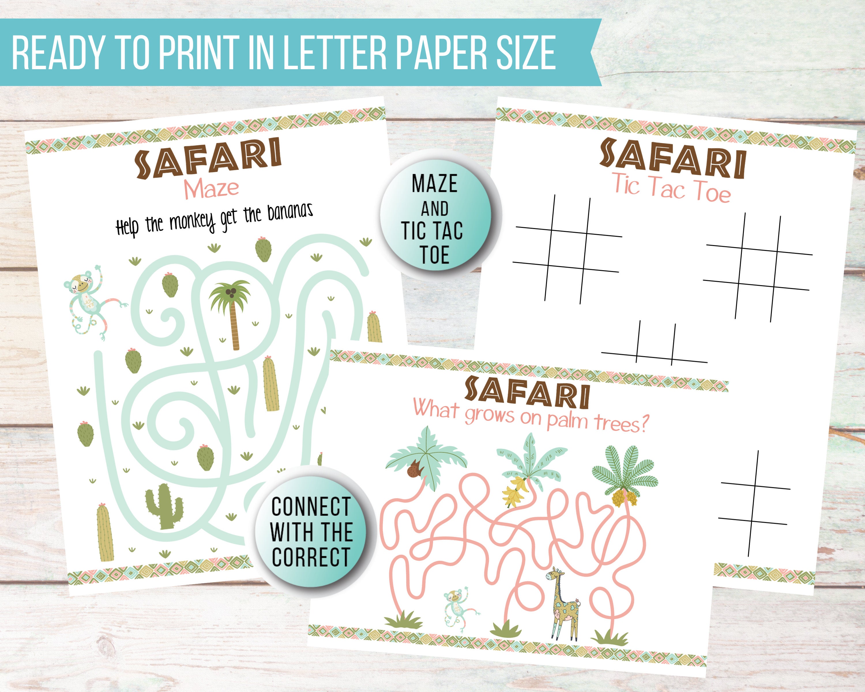 Safari Animals Activity Game Pack Jungle Worksheets for | Etsy