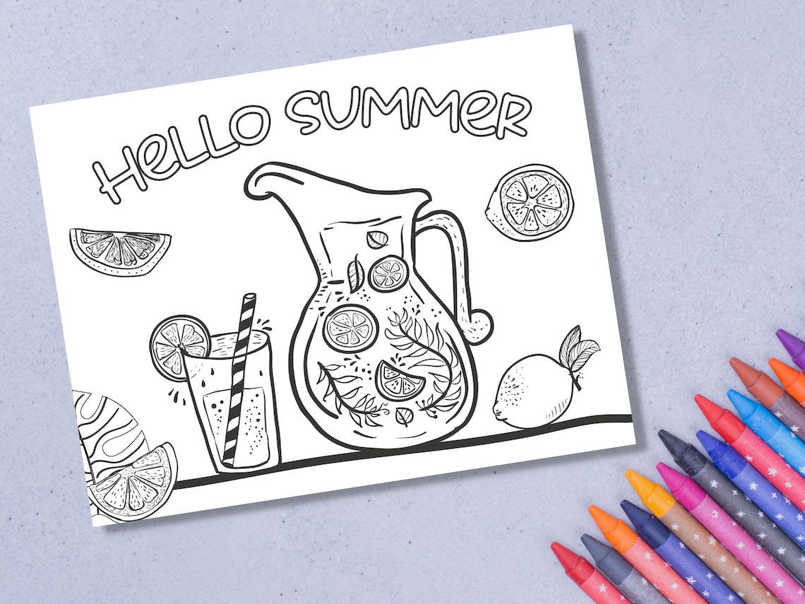 Summer Coloring Page Printable Summer Kids Activity Pages | Etsy