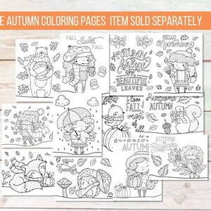 Printable Autumn Kids Coloring Sheets, Pumpkin Spice Season, Kids Activity Fall Coloring Pages, Classroom Activity, Kids Party Games image 9