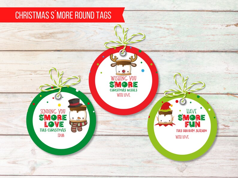 Christmas Smore Love Gift Tags Printable Happy Holiday - Etsy