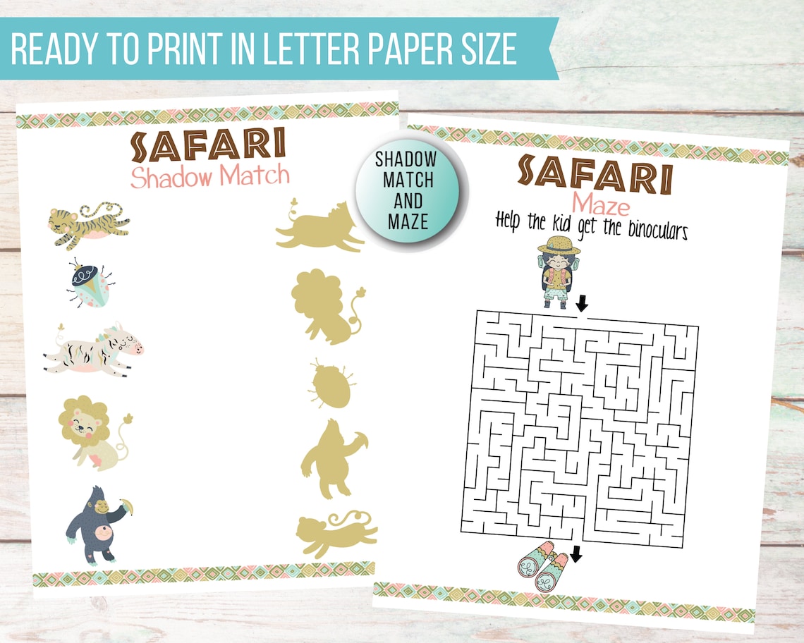 Safari Animals Activity Game Pack Jungle Worksheets for Etsy