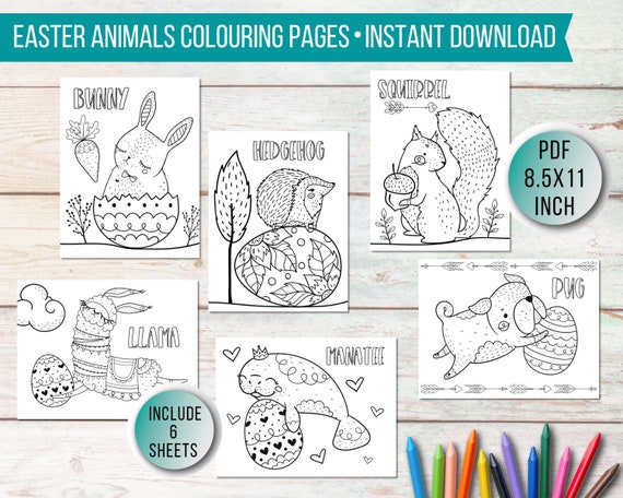 Easter Animals Colouring Pages for Kids Printable Easter