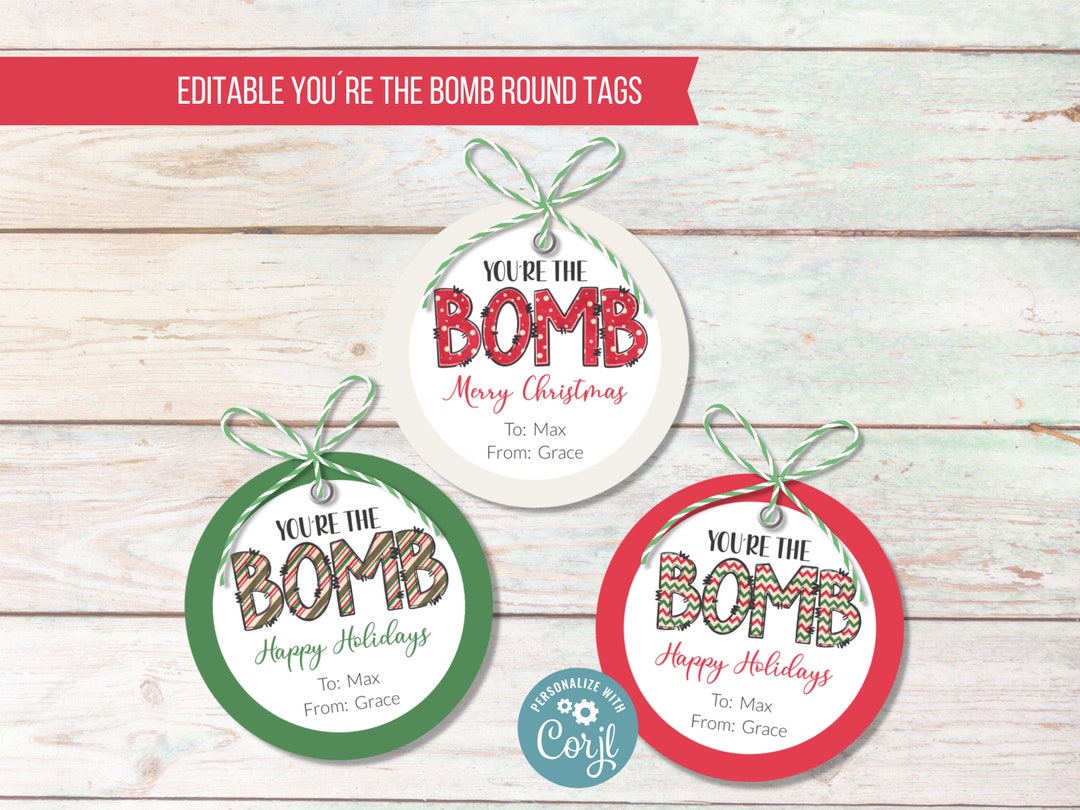 You're the Bomb Christmas Hang Tags, Hot Chocolate Bomb Merry Christmas ...