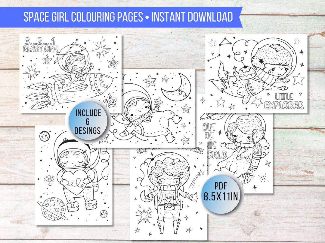 Space Coloring Pages, Girl Astronaut Coloring Activity, Outer Space ...