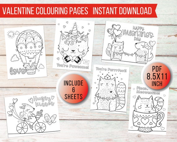 Happy Valentines Day Coloring Activities Kids Animal