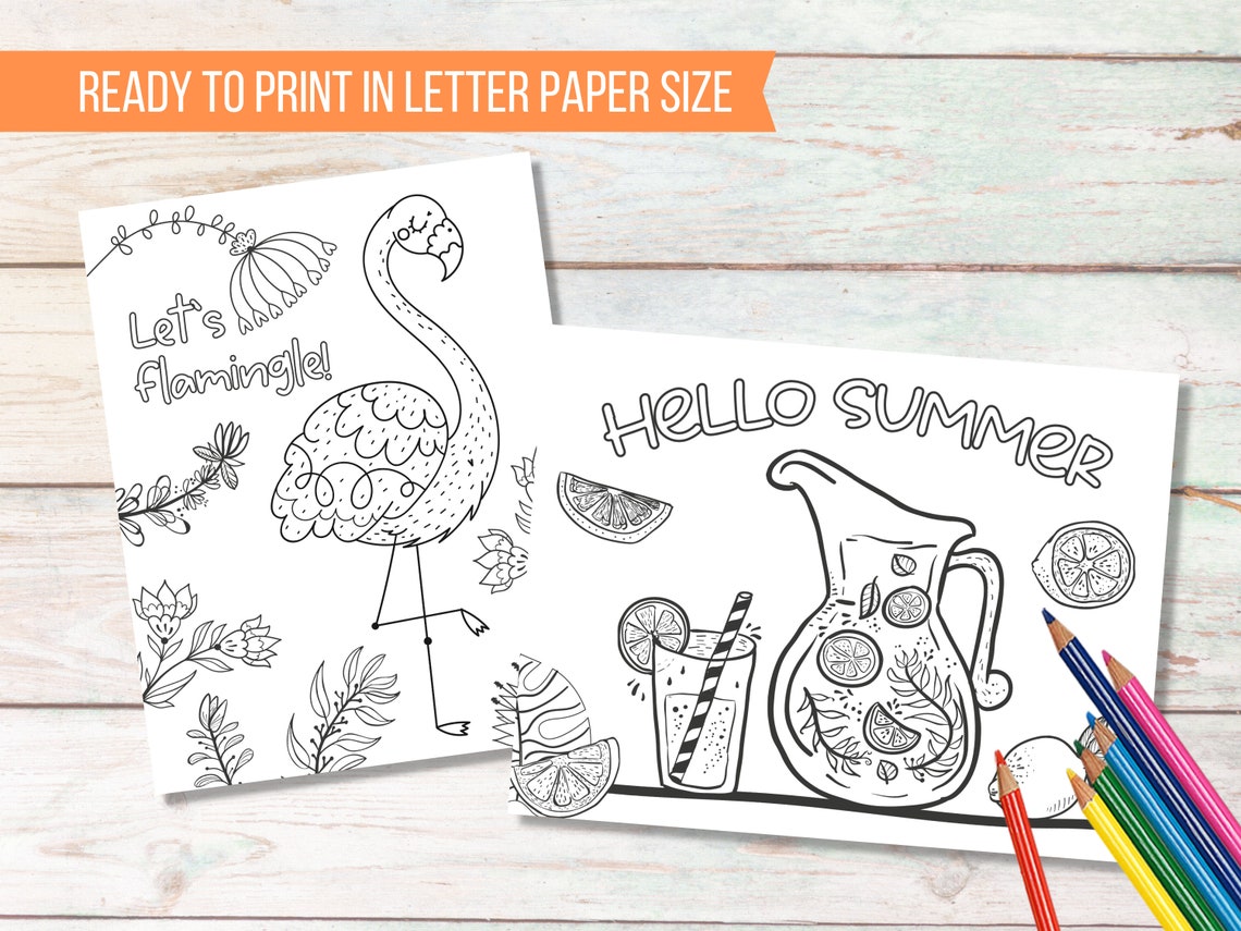 Summer Coloring Page Printable Summer Kids Activity Pages | Etsy