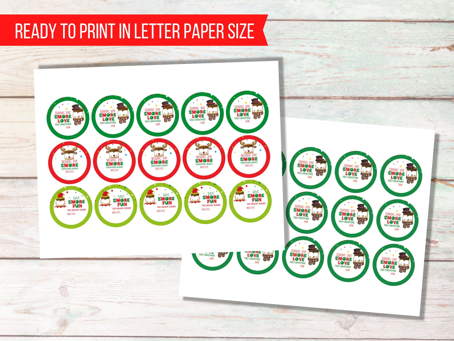Christmas Smore Love Gift Tags Printable Happy Holiday - Etsy