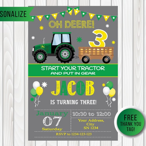 Printable Farm Favor Tags Green Tractor Farm Tags Farm Thank | Etsy
