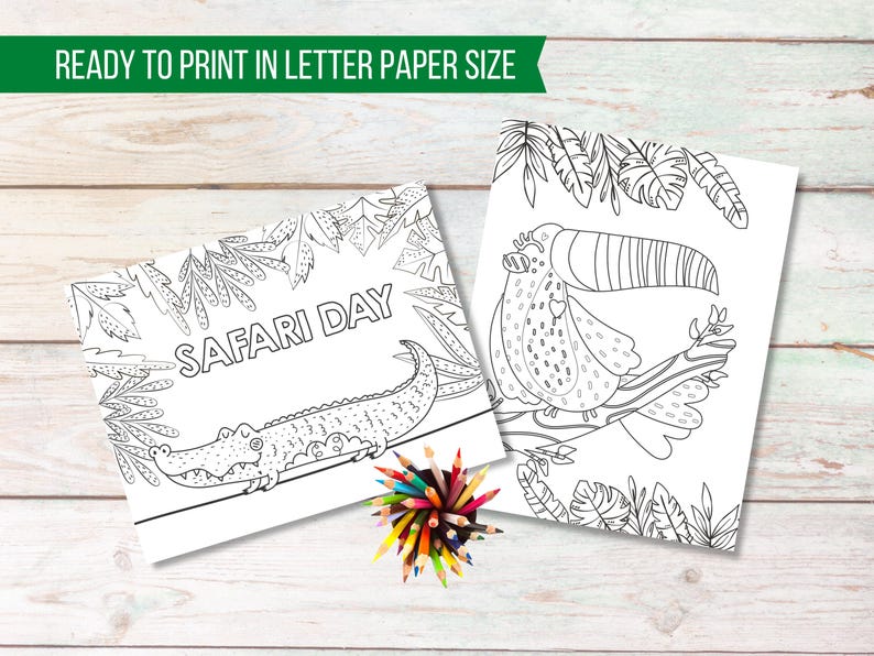 Safari Coloring Pages for Kids, Printable Jungle Animals Coloring ...