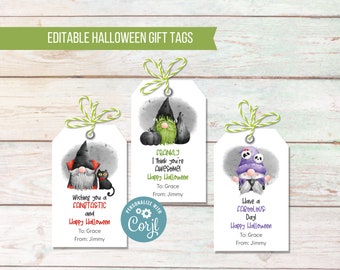 Halloween Kids Tags, Editable with Corjl, Spooky, Instant Download