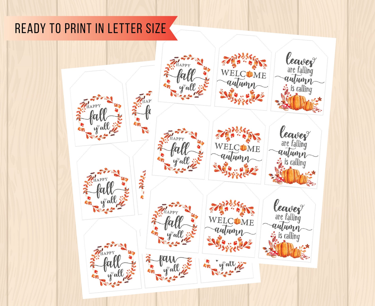 Autumn Tags Printable Autumn Treat Thank you Tag Fall Happy | Etsy