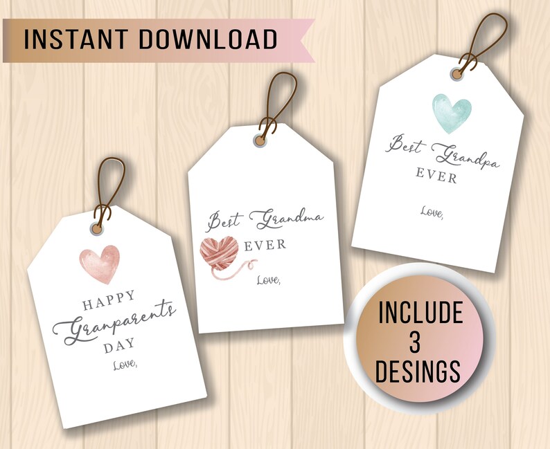 Happy Grandparents Day Tag Printable Grandparents Day Gift | Etsy