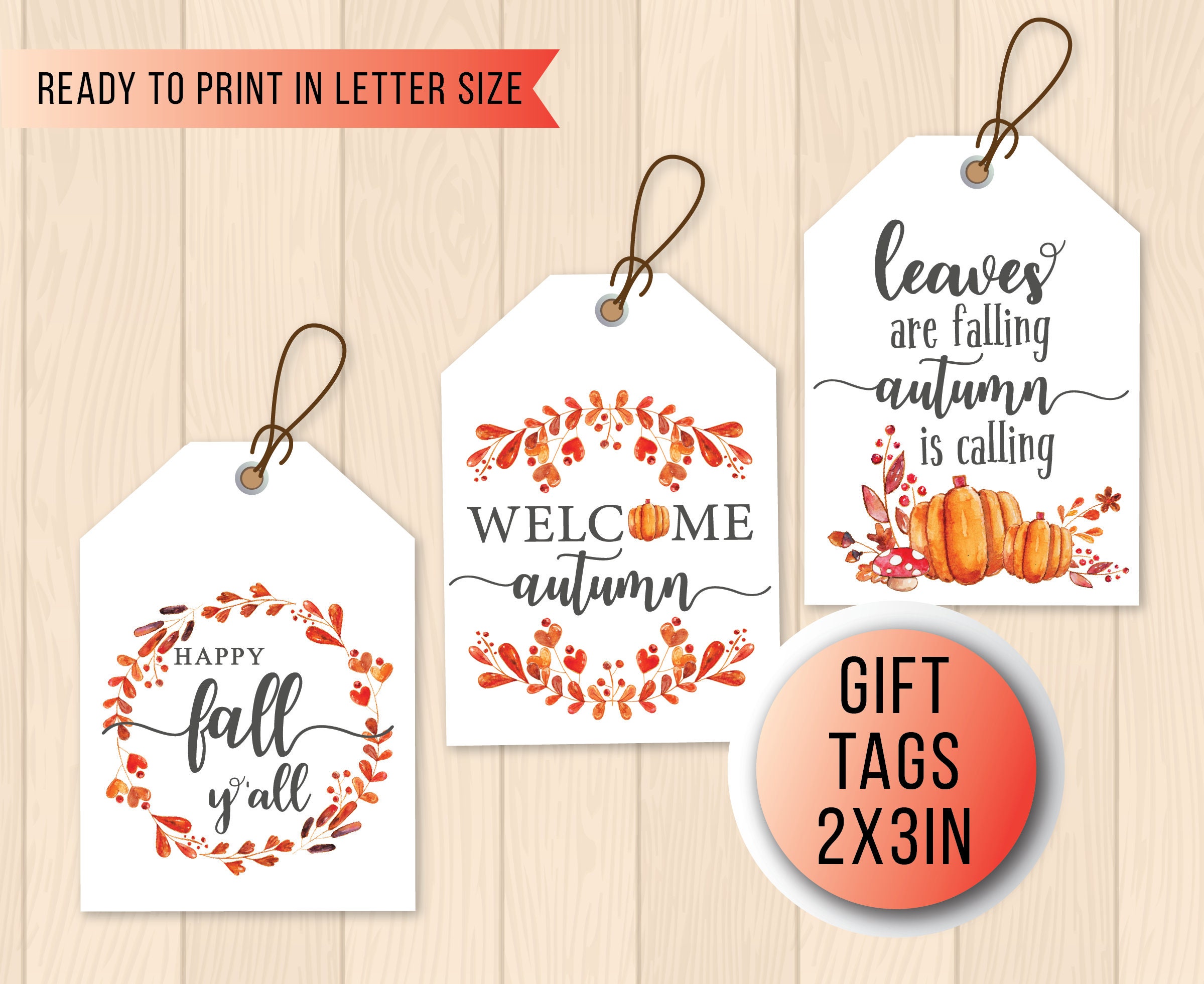 Autumn Tags Printable Autumn Treat Thank you Tag Fall Happy | Etsy