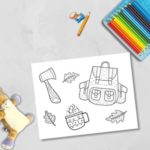 Afdrukbare camping kleurplaten kinderen, campingfeest kleurplaat activiteit, campingactiviteiten kleurplaten kinderen, camping printables afbeelding 9