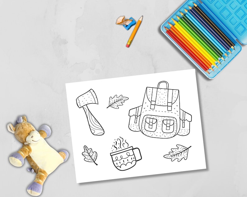 Afdrukbare camping kleurplaten kinderen, campingfeest kleurplaat activiteit, campingactiviteiten kleurplaten kinderen, camping printables afbeelding 9