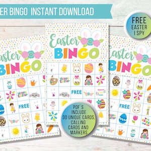 Easter Bingo Printable Game, Easter Funny Family Party Games, Classroom Activities, Holiday Bingo Cards, Bingo Cards for Kids, Easter Party image 1