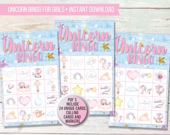 unicorn bingo etsy