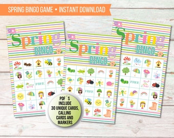 Spring Bingo Game for Kids, Printable Spring educational game, Spring Bingo Cards, Springtime Bingo, Homeschool Printable Spring Activities