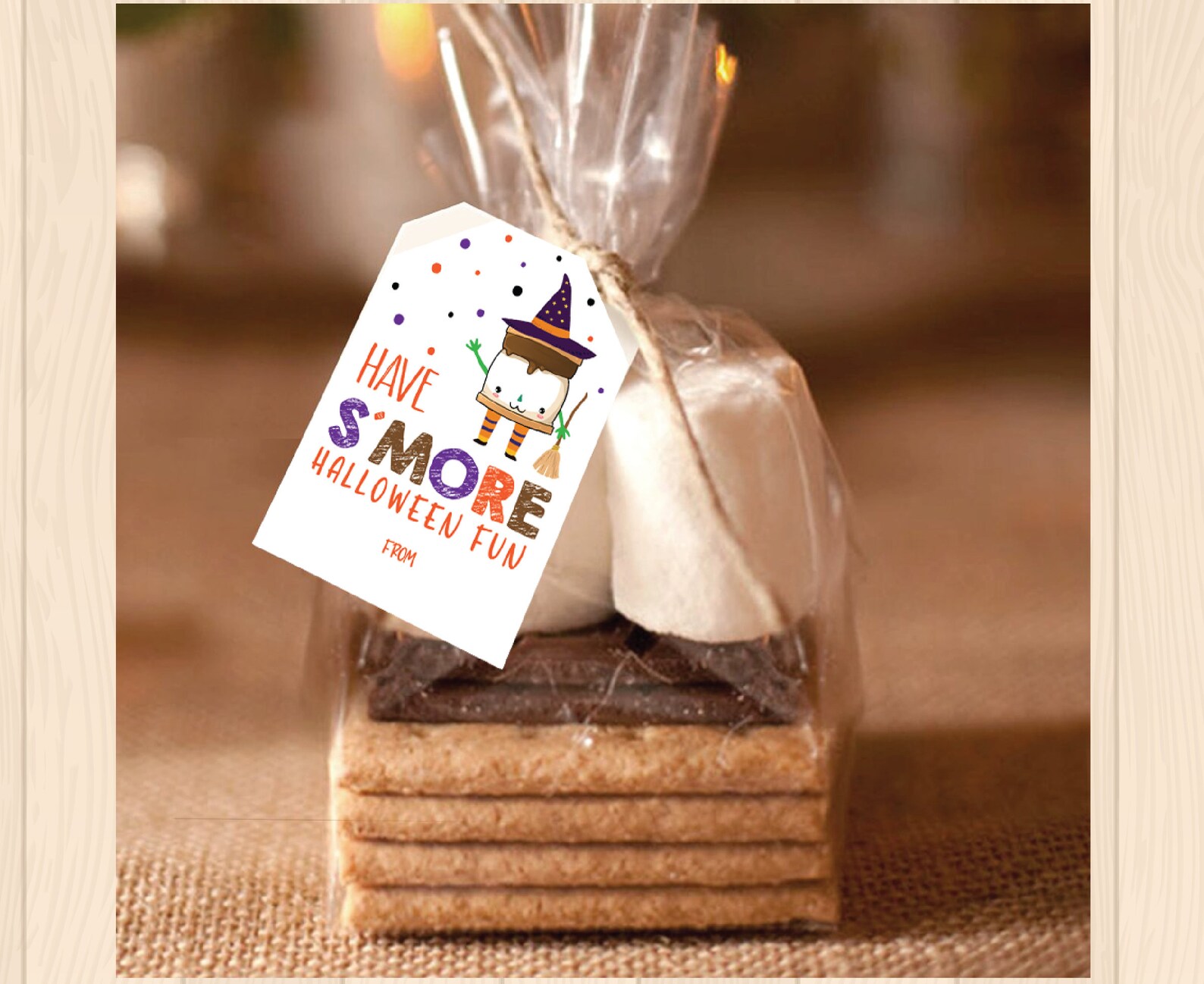 Halloween Smore Tag Printable Halloween Smores Favor Tags | Etsy
