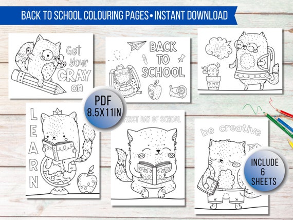Printable Back to School Coloring Page Cat Back to School