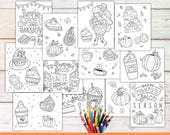 Printable Autumn Kids Coloring Sheets, Pumpkin Spice Season, Kids Activity Fall Coloring Pages, Classroom Activity, Kids Party Games