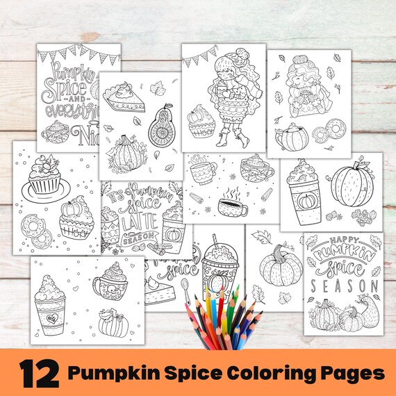 Printable Autumn Kids Coloring Sheets, Pumpkin Spice Season, Kids Activity Fall Coloring Pages, Classroom Activity, Kids Party Games