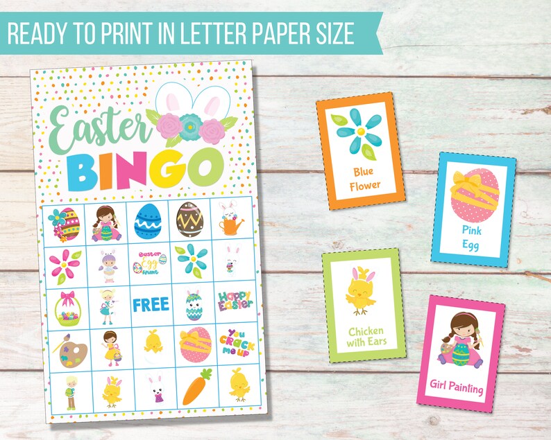 Easter Bingo Printable Game, Easter Funny Family Party Games, Classroom Activities, Holiday Bingo Cards, Bingo Cards for Kids, Easter Party image 2