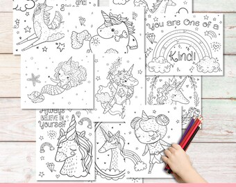 Printable Unicorn Coloring Pages For Kids, Unicorn Lover Birthday Party Activity for Girls, Rainbow Unicorns Quotes printable coloring pages