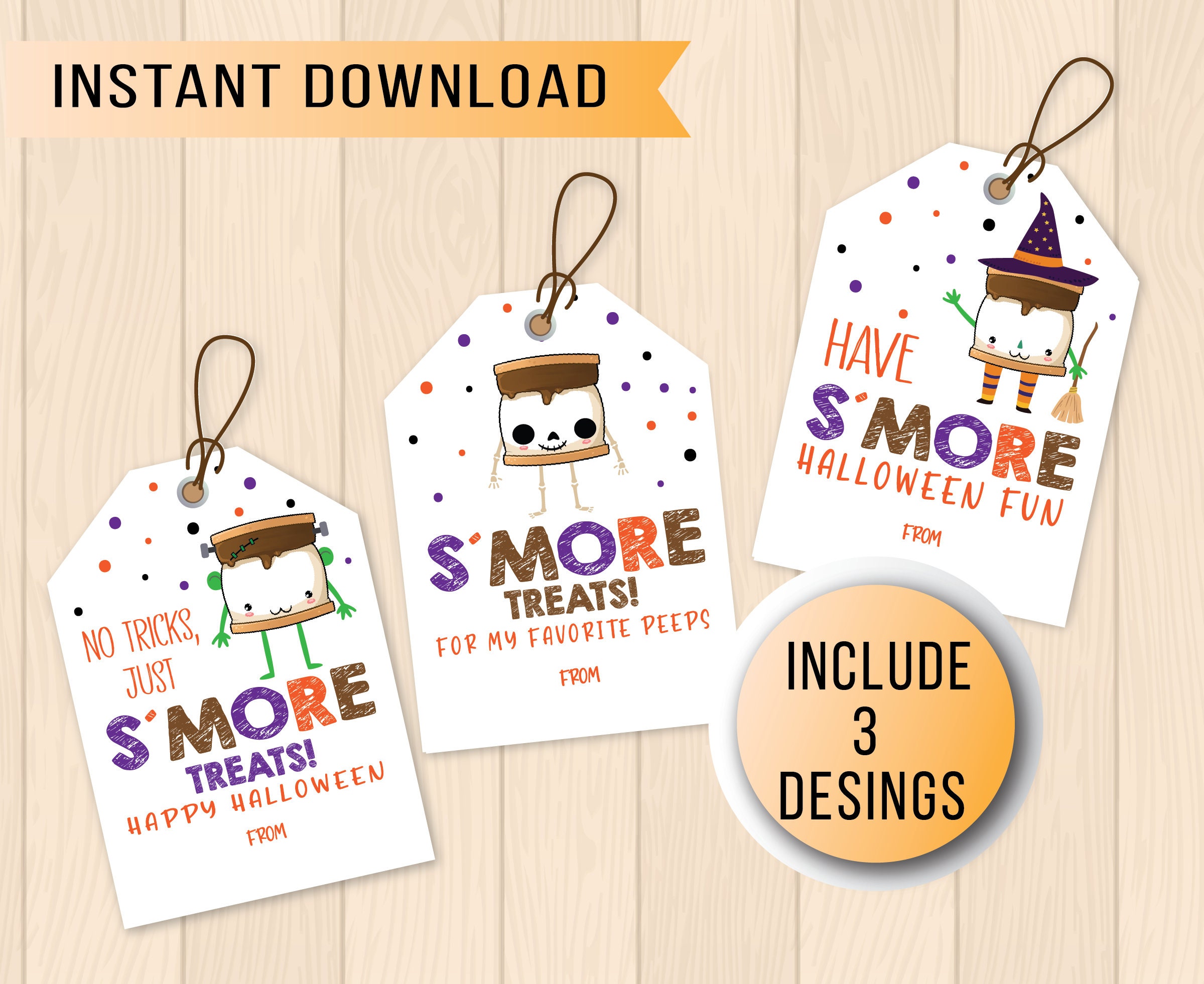 Halloween Smore Tag Printable Halloween Smores Favor Tags - Etsy
