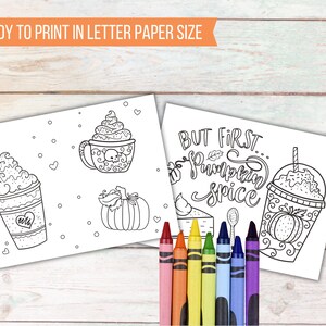 Printable Autumn Kids Coloring Sheets, Pumpkin Spice Season, Kids Activity Fall Coloring Pages, Classroom Activity, Kids Party Games image 8