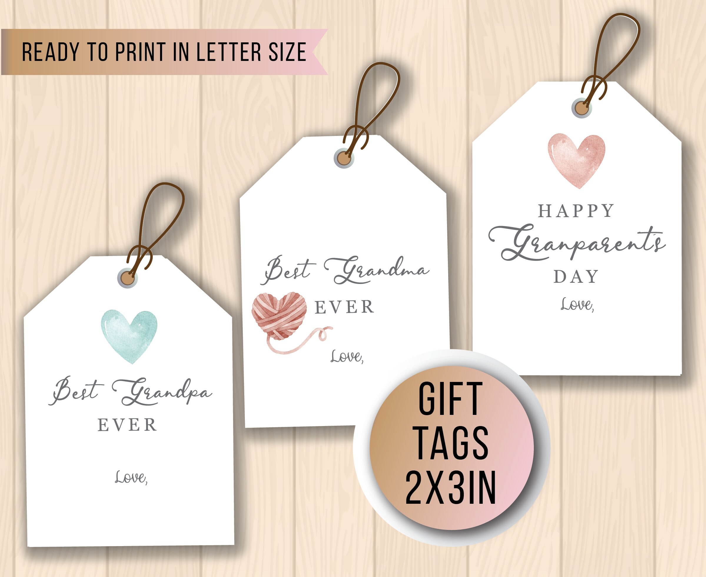 Happy Grandparents Day Printable Tags Grandparents Day Gift | Etsy